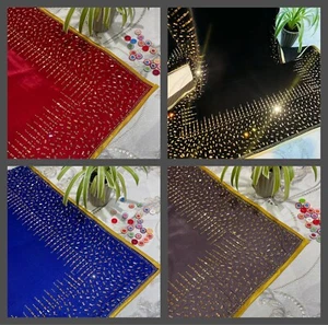 ☘️Micro Velvet 9000 Shawl Luxury With Crystals Dubai Hand Finish Various Colour - Picture 1 of 16