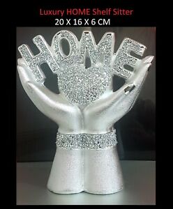 LUXRY Attractive CRUSHED DIAMOND Silver Crystal HAND HOME SPARKLE Bling ORNAMENT