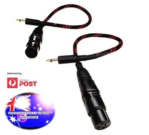 From OZ Quality 2PC 35cm XLR 3-Pin Female To 3.5mm 1/8 Male Mono Cable Red Braid - Bild 1 von 5