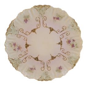 Antique AK CD Limoges France Embossed Porcelain Platter Purple Orchids Gold Trim - Picture 1 of 9