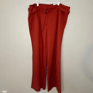 Ann Taylor factory NWT burnt orange belted wide leg high rise pants size 16 - Picture 1 of 11
