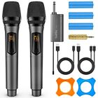 Saiyin Rechargeable Wireless Microphones,UHF Dual Handheld Dynamic Mic Karaok...