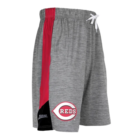 Zubaz MLB Men's Cincinnati Reds Tonal Gray Space Dye W/Solid Stripe Short Cover