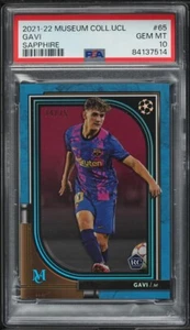 2021 Topps Museum Collection UEFA Sapphire Gavi ROOKIE /75 #65 PSA 10 GEM MINT - Picture 1 of 2