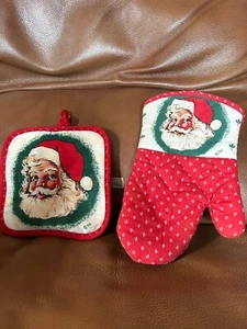 Vintage TC Santa Oven Mitt and Potholder - Picture 1 of 5
