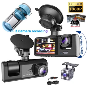 Cámara De Seguridad Para Carro Auto 3 lentes Delantero/Trasero/Interior Dash Cam - Imagen 1 de 22