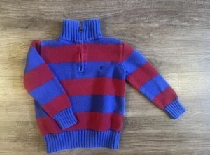 Vintage Ralph Lauren Polo 1/4 Zip Knit Sweater Striped Colorful in Size 4T H23 - Picture 1 of 5
