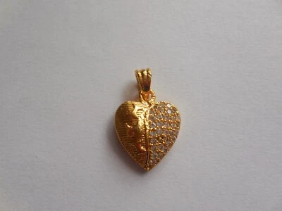 Colgante Corazón Colgante Cristal Tono Dorado Moda Joyería Cuello Cuerpo Joyería Medallón Foto 1 de 4