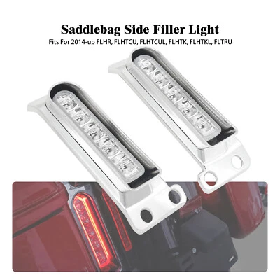 Chrome Saddlebag Filler Support Light Clear Lens For Harley Electra Glide 14-19 - Image 1 of 4