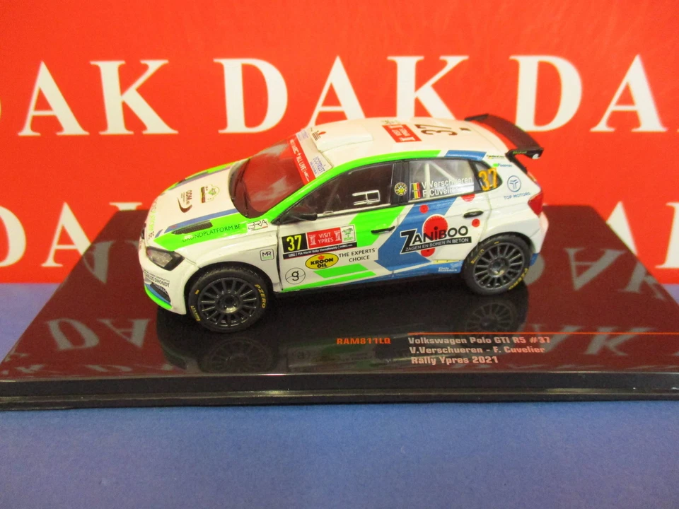 VOLKSWAGEN VW POLO GTI R5 #37 YPRES RALLY 2021 VERSCHUEREN CUVELIER IXO RAM811LQ