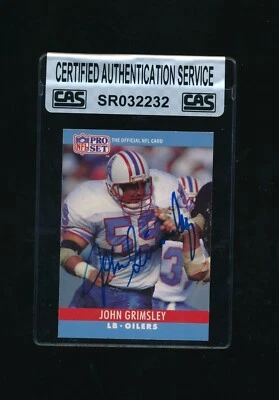 John Grimsley Autograph Signed 1990 Pro set #120 Oilers CAS COA deceased  - Image 1 of 2
