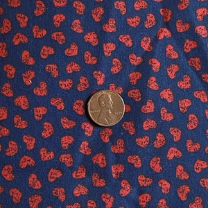 BTY Red Blue Small Print Hearts Fabric Quilting Cotton - Picture 1 of 5