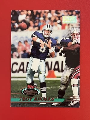 Topps Stadium Club 1993 primer día producción Troy Aikman #50 Dallas Cowboys Foto 1 de 2