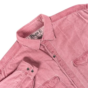 Page 1 Shirt Mens L Pink Long Sleeve Button Down Casual Vintage Chest Pockets - Picture 1 of 10
