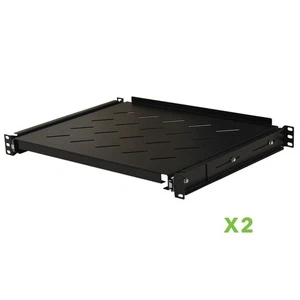 2 pack - Sliding Rack Vented Server Shelf 1U 19" 4 Post Rack Mount 13.75" Deep - Picture 1 of 4