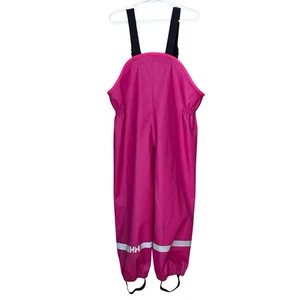 Helly Hanson 104/4 Kids Magenta Hot Pink Rain Pants Bibs Outdoorsy Gorpcore - Picture 1 of 11