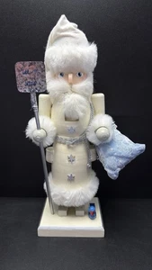 Vintage Let It Snow White Christmas Nutcracker Santa with Blue Bird 14'' 2001 - Picture 1 of 10
