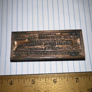 Print Block ( Sold By Samuel Woodcock & Sons ) Sheffield England. Label - Picture 1 of 5