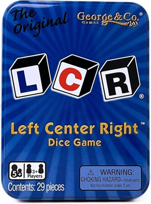 LCR® Left Center Right™ 骰子游戏-蓝锡 — 第 1/4 张图片