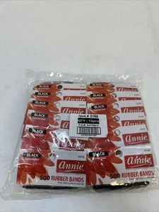 Annie #3158 Rubber Bands Asst Size 12 PCs Of 500Ct Black 6000 Total - Picture 1 of 1