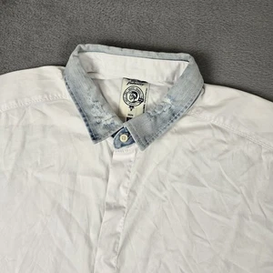Diesel Shirt Mens XL Denim Collar Slim Fit Cotton Button Down White Dress Shirt - Picture 1 of 11