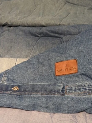 Nautica Denim Comforter Blue Stitching Details Cotton Queen King Bed 94x98" - Image 1 of 4