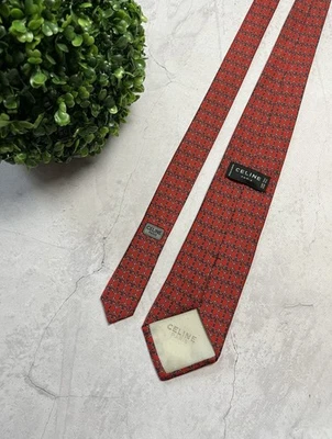 Corbata de seda roja Celine Paris vintage Foto 1 de 4