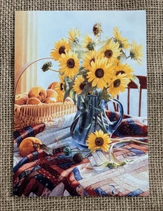 Vintage Prairie Gold Mary Kay Krell Blank Note Card Sunflowers Framable - Picture 1 of 5