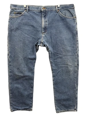 L.L.Bean Vintage Flannel Lined Jeans Mens 46x30 Blue Tartan Plaid MadeUSA Denim - Image 1 of 4