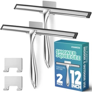 2PACK 12-INCH All-Purpose Shower Squeegee for Glass Doors Bathroom Windows - Picture 1 of 8