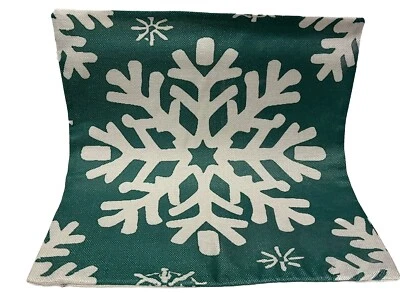 Funda Almohada Verde y Marfil Copos de Nieve Navidad Vacaciones Invierno Decoración del Hogar Foto 1 de 4