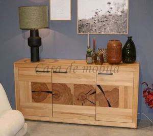 Sideboard RUSTIC 171x85x40cm Kernbuche massiv geölt mit Hirnholz-Elementen - Bild 1 von 12