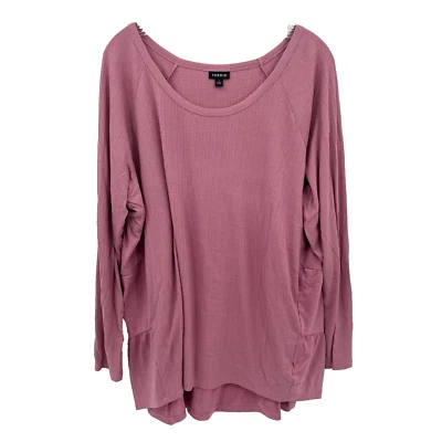 TORRID Mujer Talla 2 (2X) Malva Manga Larga Gasa Volantes Cuello Redondo Camisa Túnica Foto 1 de 4