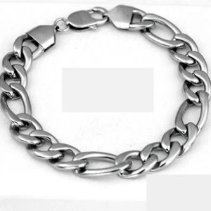 Men's 8.5" Stainless Steel 10mm Figaro Chain Bracelet High Polish + Box - Picture 1 of 3