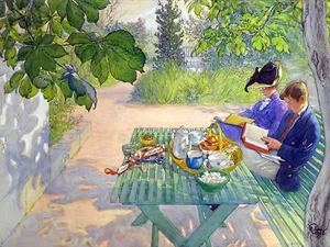 rest in the garden by C. Larsson Tile Mural Kitchen Backsplash Marble Ceramic - Picture 1 of 19