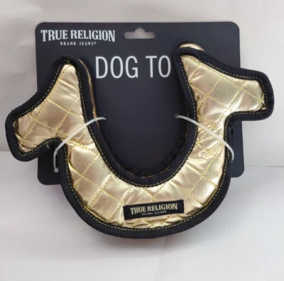True Religion Horseshoe Logo Large Dog Toy New With Tags Gold Black - Image 1 of 4