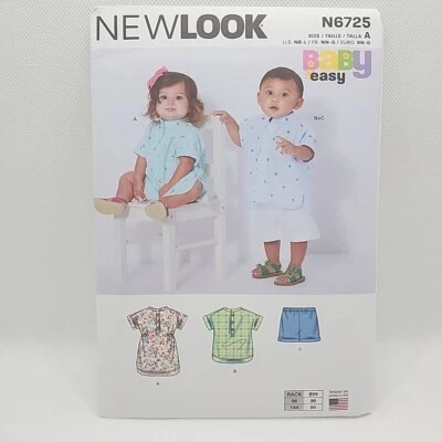 Simplicity New Look 6725 Infant Shirt And Shorts Sewing Pattern Size NB-L Uncut - Image 1 of 4