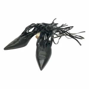 JIL SANDER 2022SS Leather Fringe Slingback Clear Heel Pumps 36 1 2 Used KLDR-0 - Picture 1 of 8