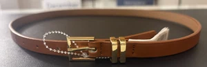 Aldo Women's Brown (Tan) Trouser Skinny Belt, Size Small, Gold-plated Hardware - Picture 1 of 11