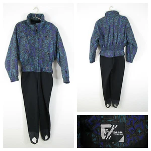 Vintage Tyrolia Skiwear By Head grün lila einteilig Schneeanzug Skianzug Größe 14 - Bild 1 von 12
