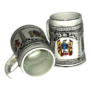 2x Vintage Beer Stein Medieval Crest Beer Stein With gold trim - Bild 1 von 8