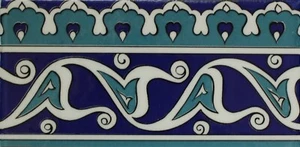 50 Blue & Turquoise 4"x8" (10cmx20cm) Turkish Iznik Pattern Ceramic Tile Border - Picture 1 of 1