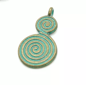 Antik Patina Grün Bronze Charm Anhänger 27mm x 14mm x 1mm - Wirbel Spirale - Bild 1 von 3