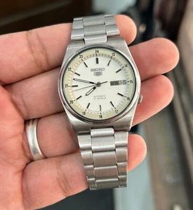 Vintage Seiko 5 Automatic 7009-316J White Dial Wrist Watch For Men's Japan - Picture 1 of 12