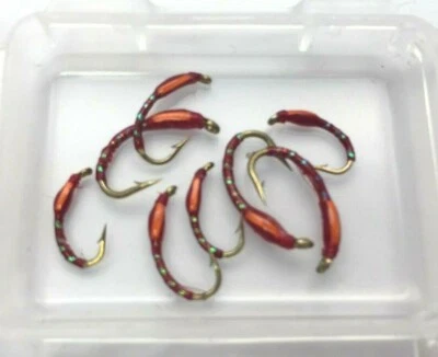 BESTCITY Orange Cheek ROT holografische Summer für Fliegenfischen Größen 10-14 #28