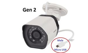 Zmodo 720p sPoE Hd Outdoor Wired Camera ZP-IBH15-S Male MicroUSB 2nd Gen