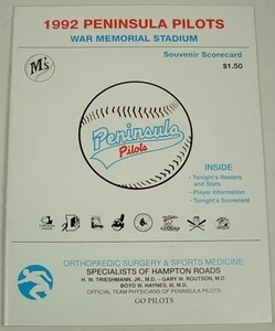 PENINSULA PILOTS SEATTLE MARINERS 1992 BASEBALL PROGRAM ROSTER - Picture 1 of 4
