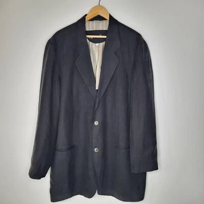 90s CYPRESS GROVE Black Two Button Blazer Jacket Size L *Tall Silk Linen Sport - Image 1 of 4