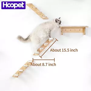 HOOPET Wall Mounted Cat 4 Steps Shelve Indoor for Climbing (Left to Right) - Picture 1 of 5