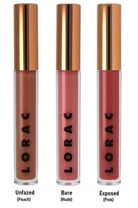 LORAC Unzipped Sheer Silk Lip Gloss Trio, UNFAZED, BARE, & EXPOSED - Picture 1 of 2